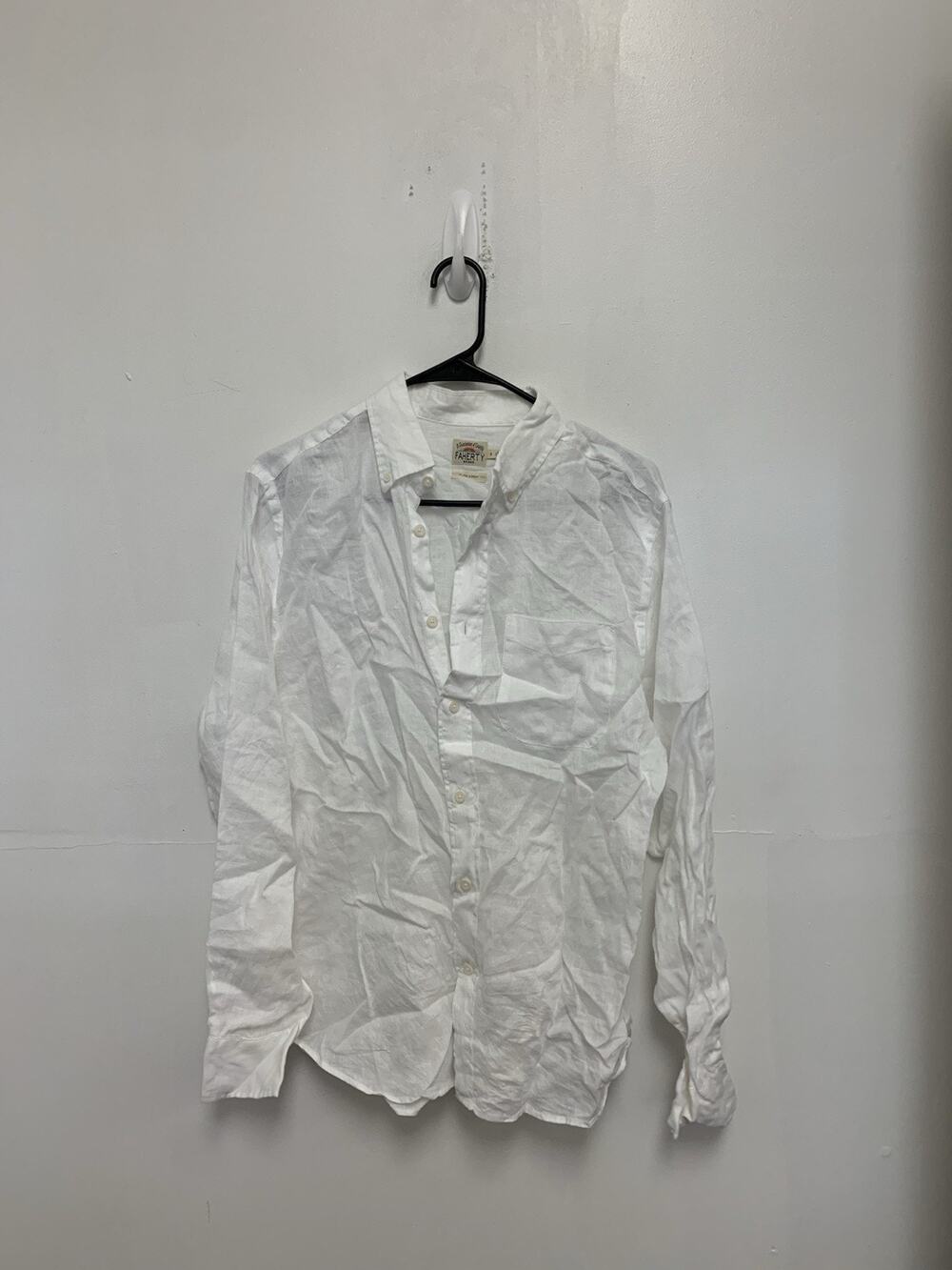 Faherty Shirt Mens Small White Linen Long Sleeve Button Up Lightweight Casual